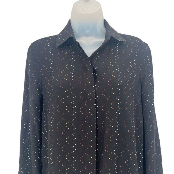 Equipment Femme Inisse Blouse Button Down Long Sleeve Women's XXS Black Pattern - Picture 3 of 13